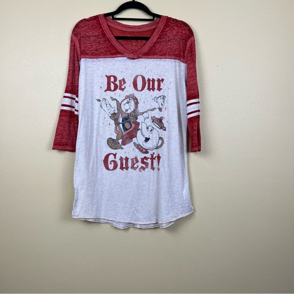 Disney Shirt Sleepshirt Be our Guest Red and White with Graphic Print Size M